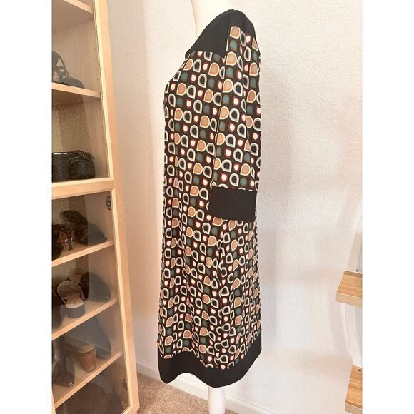 Audrey Whitmore Sheath Midi Dress L/XL 3/4 Sleeves Multicolor Geo Retro Work NWT - Picture 3 of 8